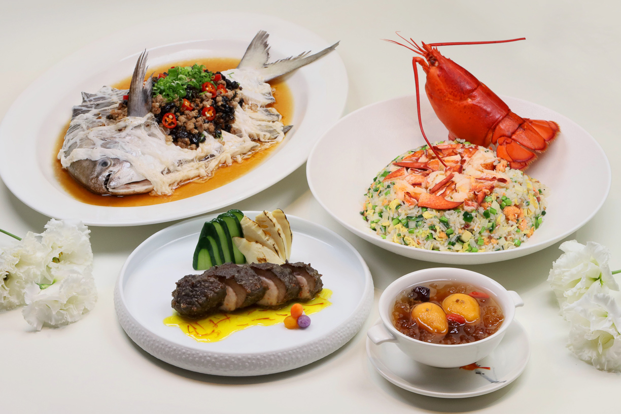 ▲高雄萬豪酒店-皇豪中餐廳推出春季限定美饌，選用當季肥美的龍蝦、白鯧、及海參等海鮮入饌，靈巧運用炒、蒸、炸、燉等烹製技藝，精心獻映4道粵式佳餚。（圖/高雄萬豪酒店提供）