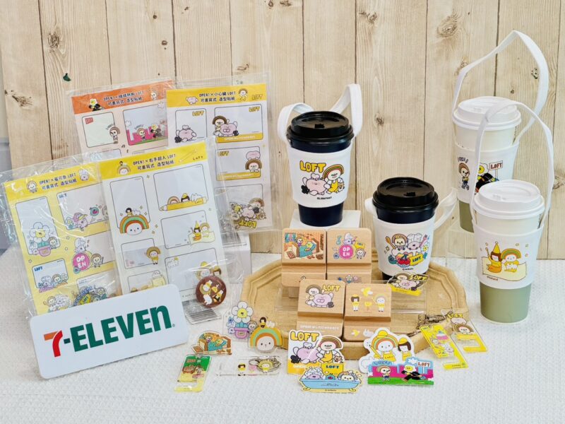 ▲7-ELEVEN全台首賣OPEN_X_LOFT_限定商品，人氣大明星OPEN與4位本土創作者推出超萌限量合作商品，售價90到300元。（圖/高雄夢時代提供）
