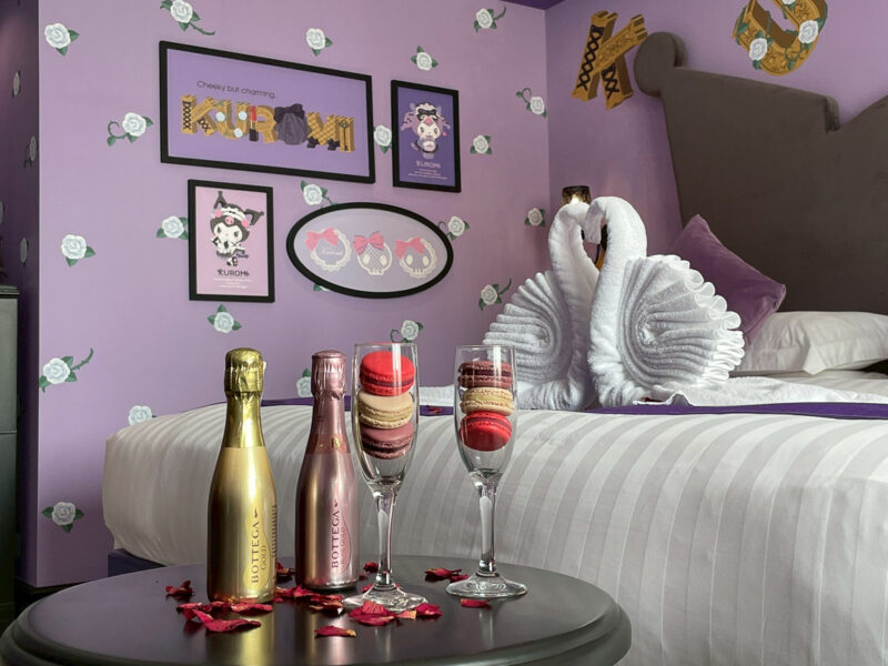 ▲高雄漢來「戀戀漢來_七夕之夜」住房專案，主打「三麗鷗主題房」與高雄在地甜點「海斯頓法式甜點」的完美結合。（圖/漢來飯店事業群提供）