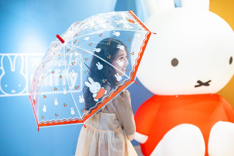 ▲Miffy透明雨傘-櫻桃米飛款，原價590元，特價490元。（圖/高雄夢時代提供）