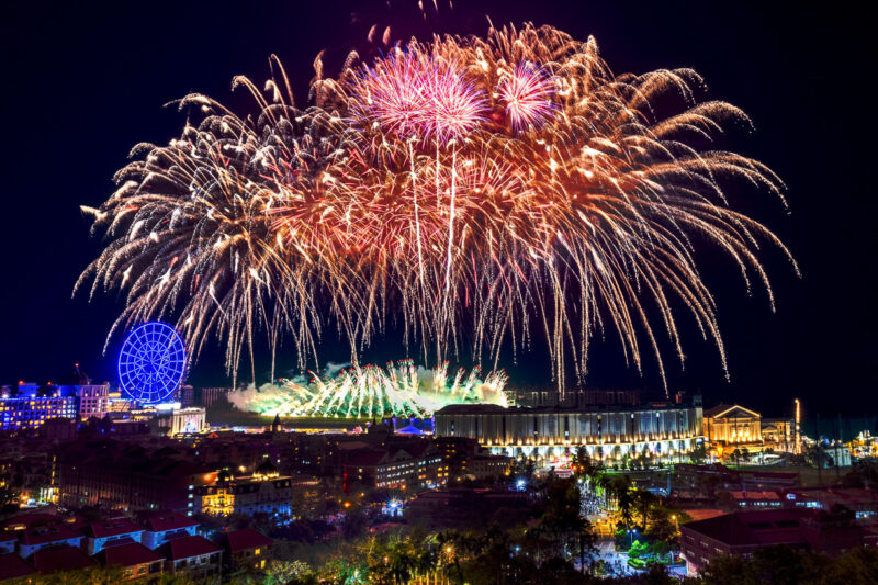 ▲義大世界2026跨年將施放999秒大型煙火 以夜幕作畫七彩騰雲及宇宙星河。（圖/義大世界提供）