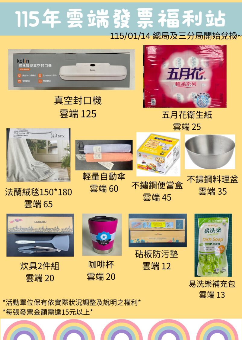 屏縣府財稅局小稅猴「雲端發票福利站」115年開春兌換活動來囉!