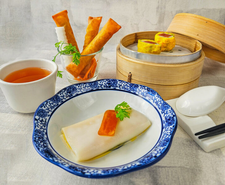 ▲三款限定點心，將烏金的美味發揮得淋漓盡致，包括「烏魚子春捲」「烏金海皇燒賣」。（圖/高雄翰品酒店提供）