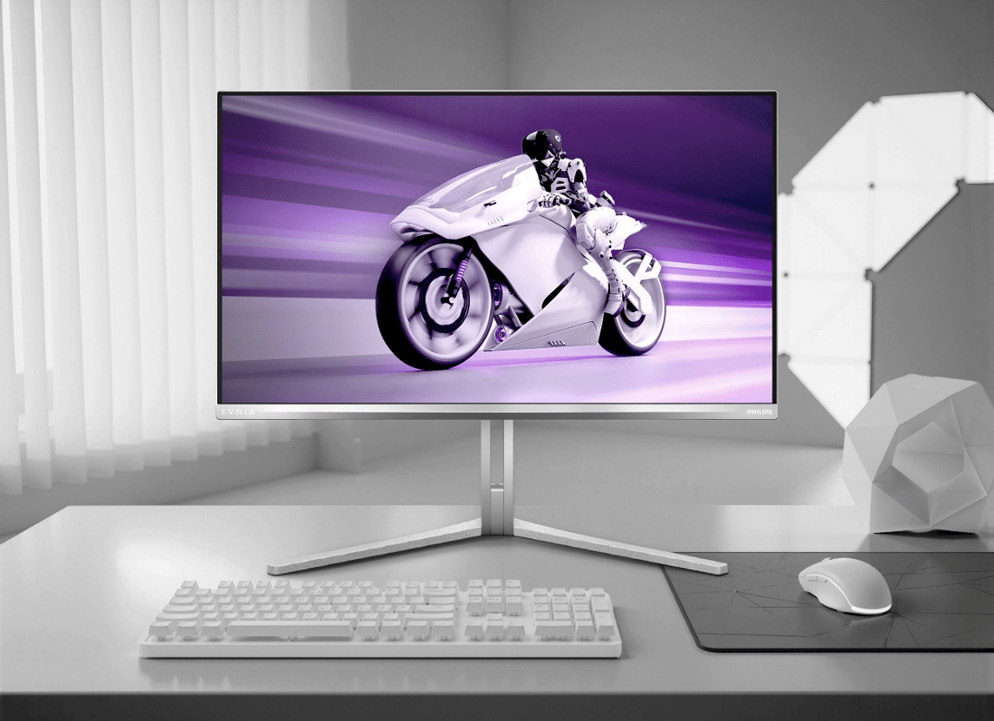 （圖說：Philips Evnia 27M2N8800 搭配電競情境畫面，展現高速動態下仍具流暢與清晰的顯示表現。圖片來源／Philips原廠提供）