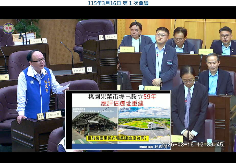 議員林政賢針對南門市場、果菜市場、國1甲建東段建設議題提質詢 議員林政賢針對南門市場、果菜市場、國1甲建東段建設議題提質詢