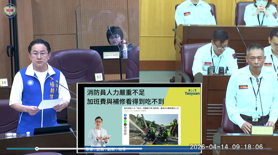 楊朝偉議會質詢憂桃園消防人力不足　促補足人力並擴充AI救災設備