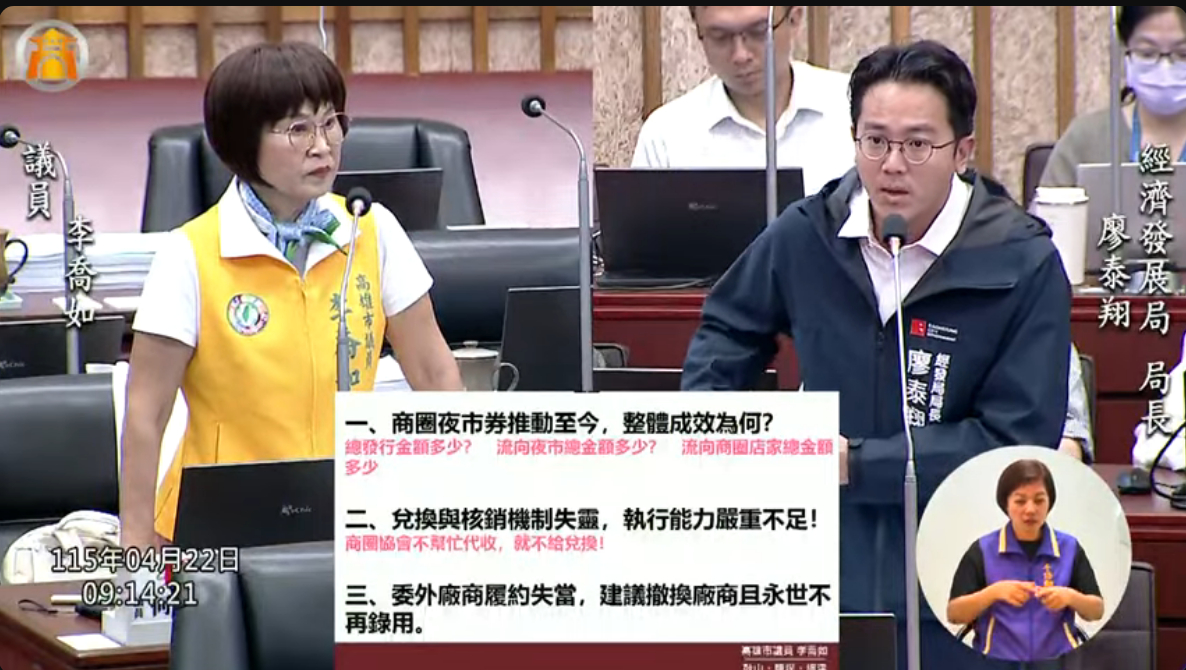 商圈夜市券核銷亂象 李喬如議員要求經發局全面檢討委外機制