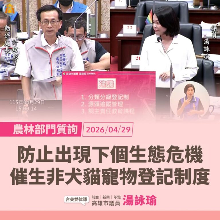 湯詠瑜要求強化草鴞保育、促建非犬貓登記制並憂心在地水果產量衰退危機 | 天天上新聞
