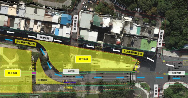 新台17線南段工程  左營中正、必勝路口6/1起分流改道