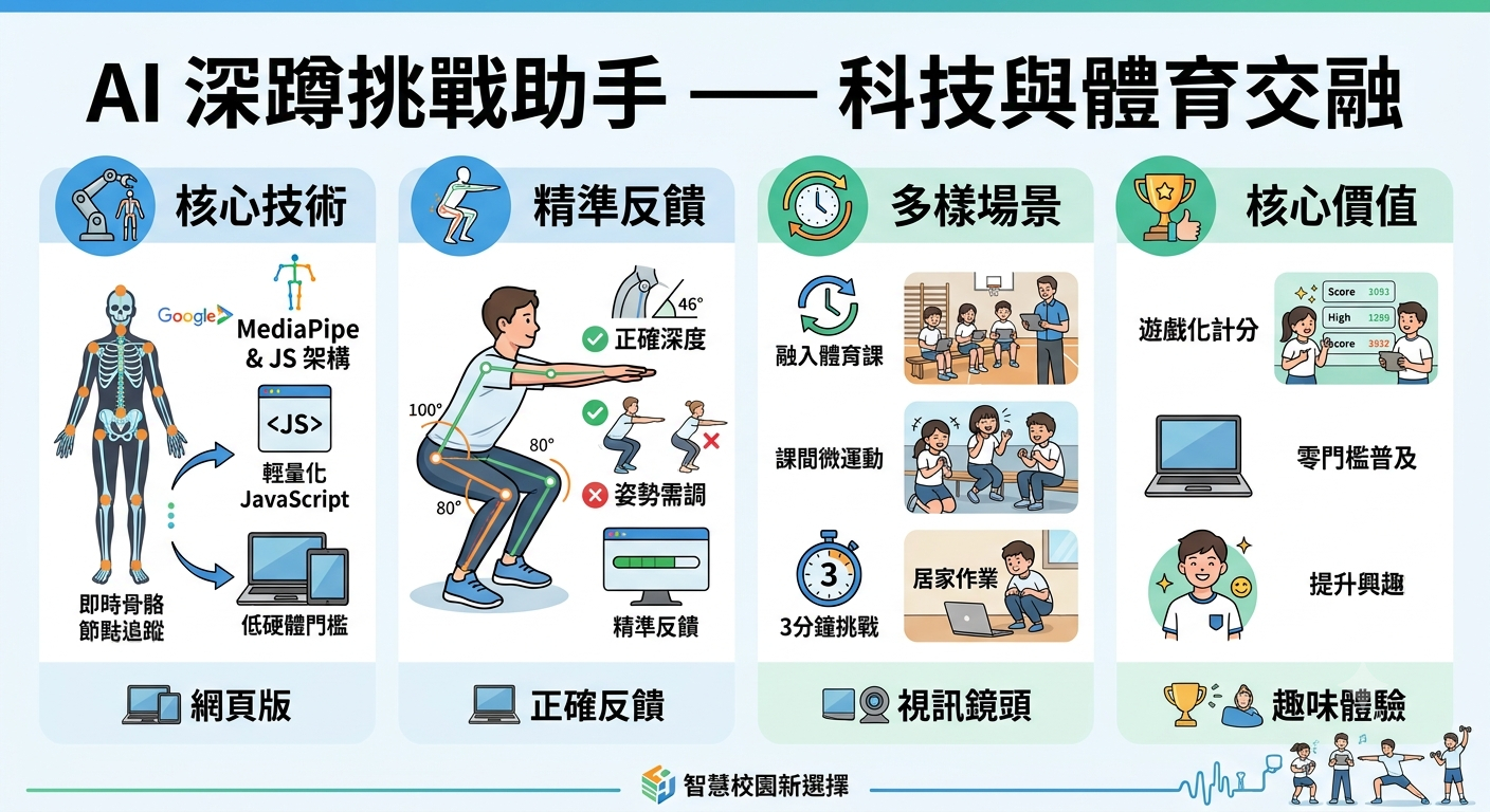 臺南教師創意結合「AI科技深蹲助手」導入健康與體育課程