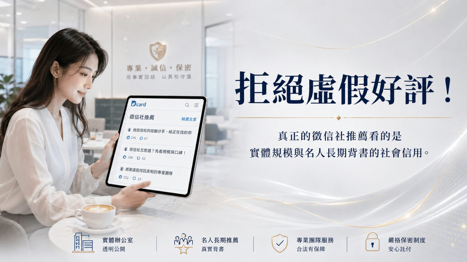 徵信社推薦看的是實體規模與社會信用。