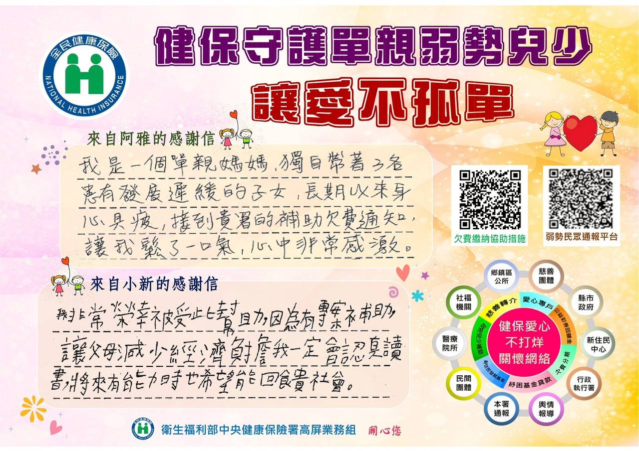 守護弱勢 健保愛心專戶匯集愛心 接住單親兒少 守護弱勢 健保愛心專戶匯集愛心 接住單親兒少