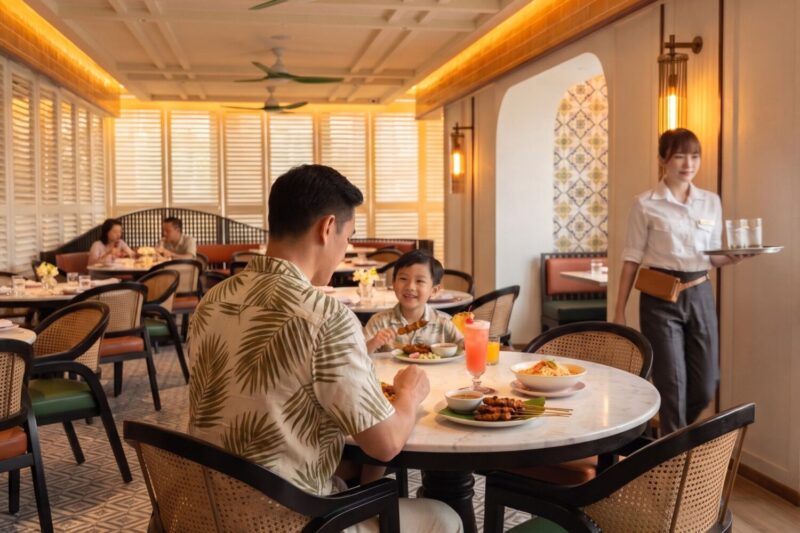 ▲HAWKER 好客南洋餐廳 以沙嗲烤串、叻沙麵、檔口現切牛排齊聚一桌，重現新馬 Hawker Center 道地街頭風情。（圖/高雄洲際酒店提供）