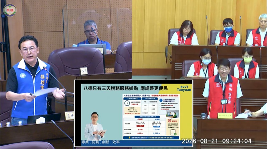 楊朝偉質詢關注增八德稅務局業務駐點時段 地稅局允研議 楊朝偉質詢關注增八德稅務局業務駐點時段 地稅局允研議
