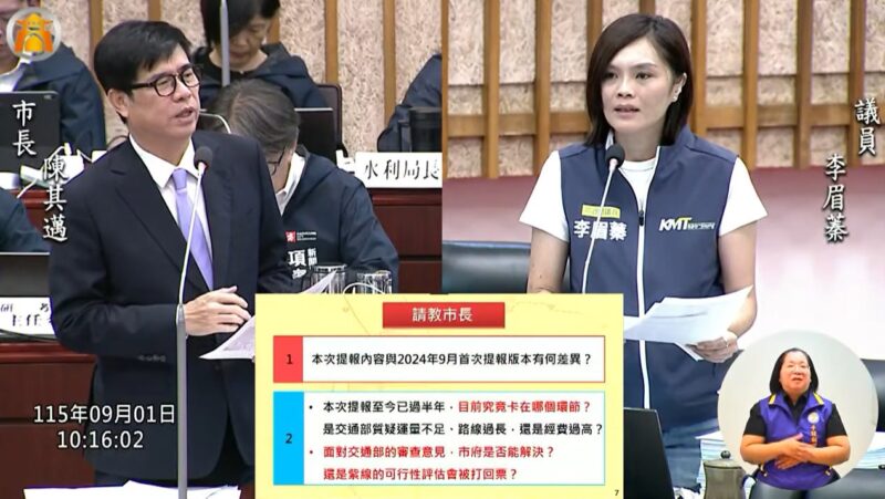 高雄市議員李眉蓁要求市府：捷運紫線，加快腳步！