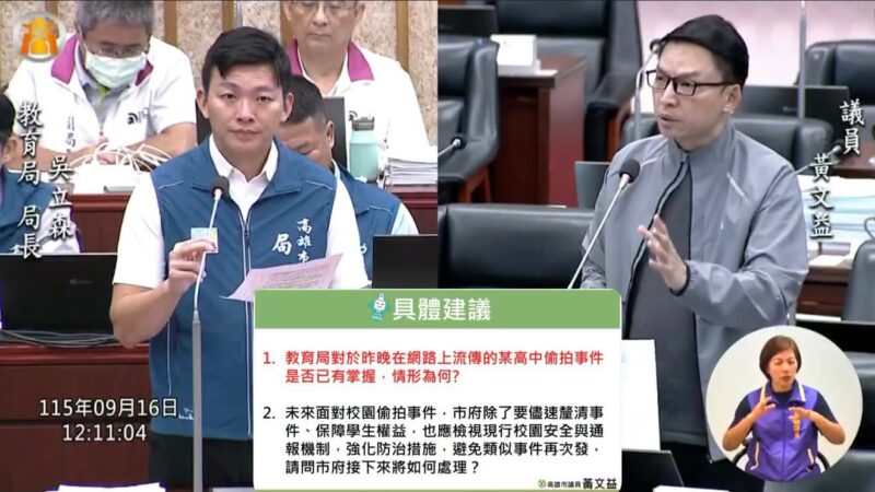 高雄市議員黃文益：要求學校加強反偷拍