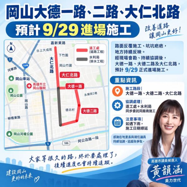 黃韻涵邀相關位會勘大德一路、二路、大仁北路 預計9/29進場施工